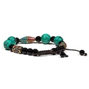 Pulsera de Turquesa, Coral y Ágata Negro regulable