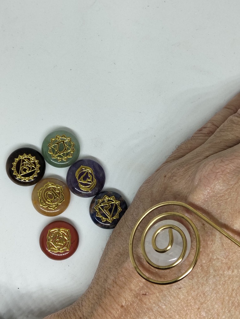 Anillo Palmar de cobre con los 7 Chakras