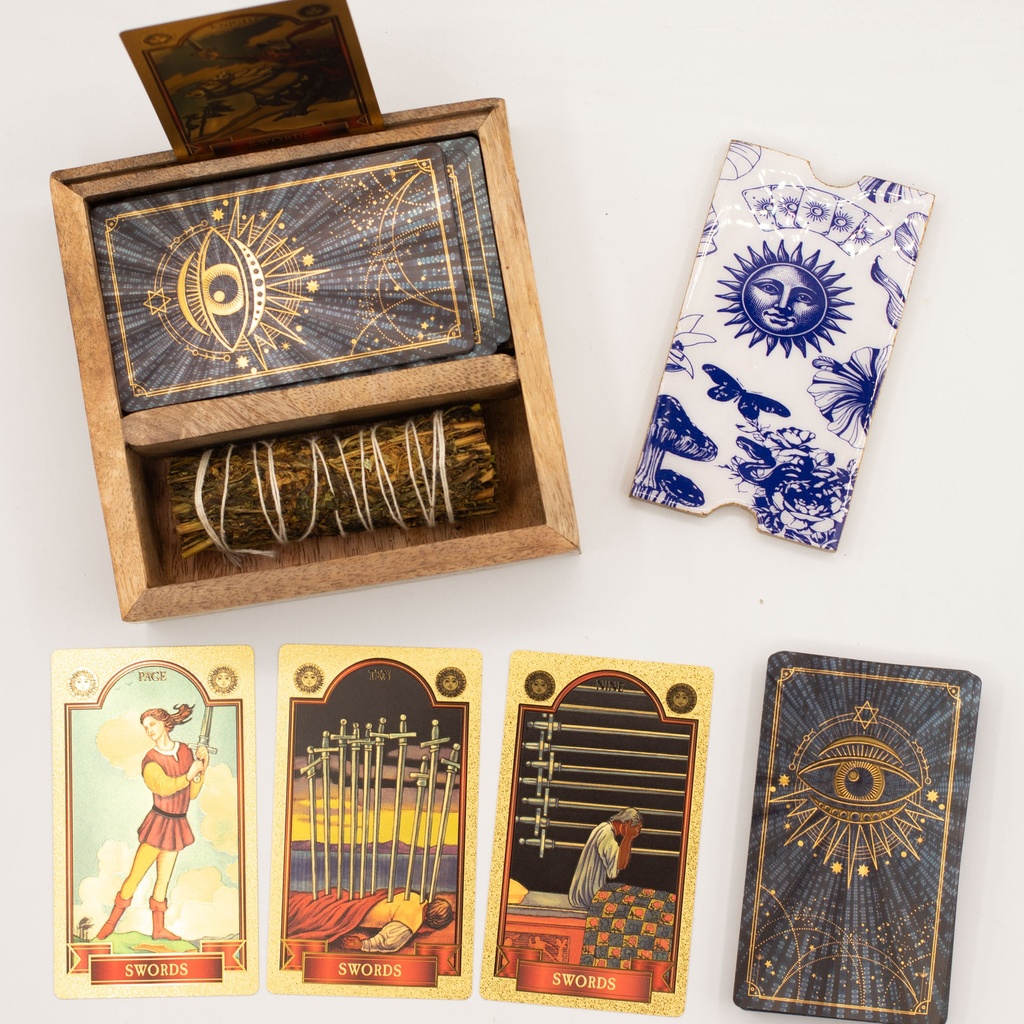 Caja de Tarot de Dos Secciones con Porta Cartas