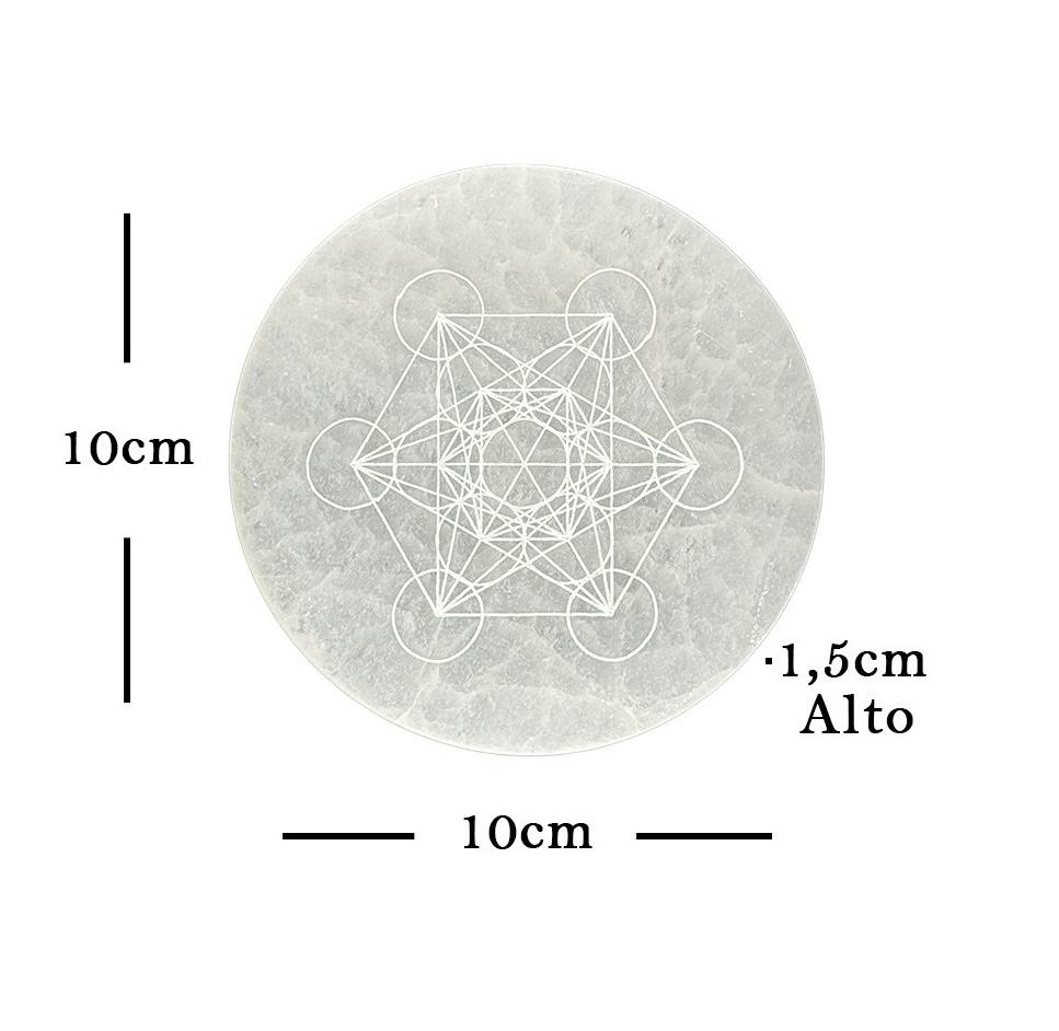 Placa de Selenita con Metatron Grabado 10 cm