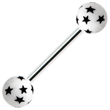 Barbell de Acero con Bolas UV de Estrellas