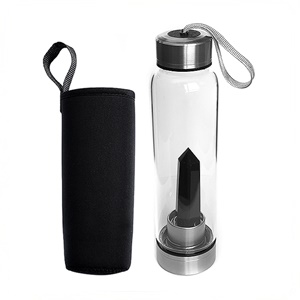 Botella de Cristal con Obsidiana