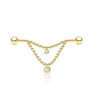 Barbell Industrial de Acero Dorado con Doble Cadena y Ópalo