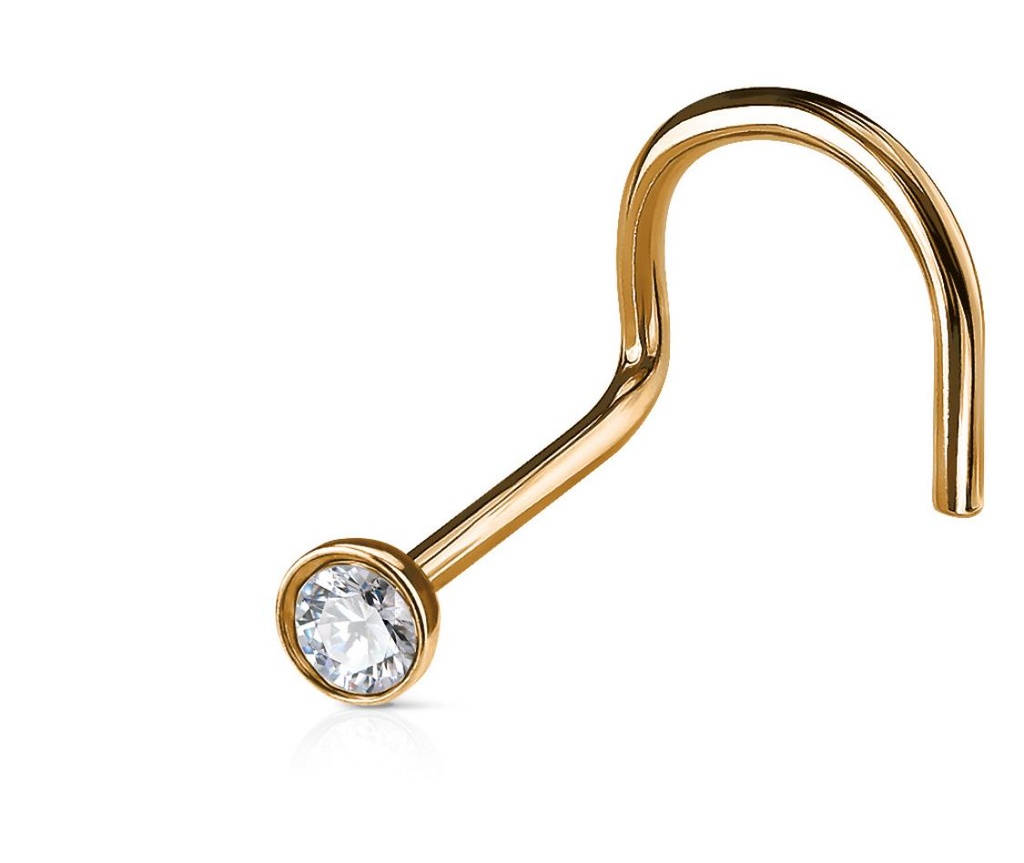 Nostril Dorado con Joya Blanca de 2,5mm