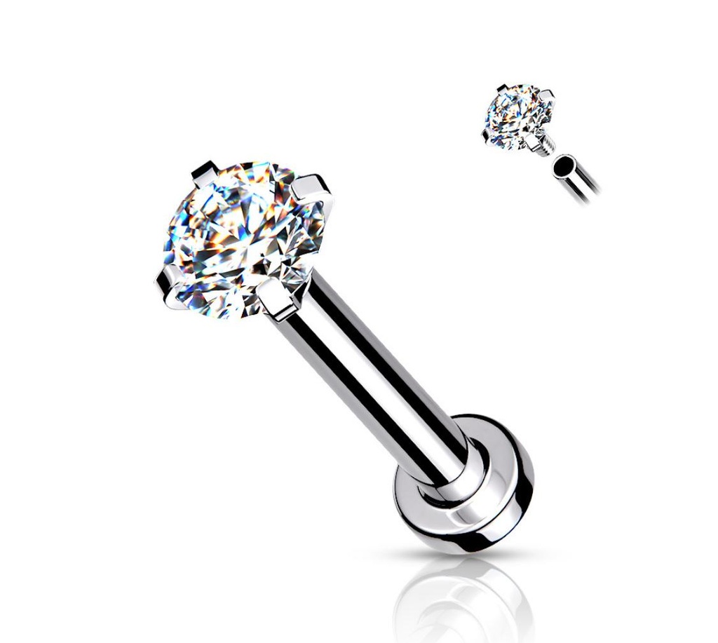 Labret de Rosca Interna con Joya Engarzada