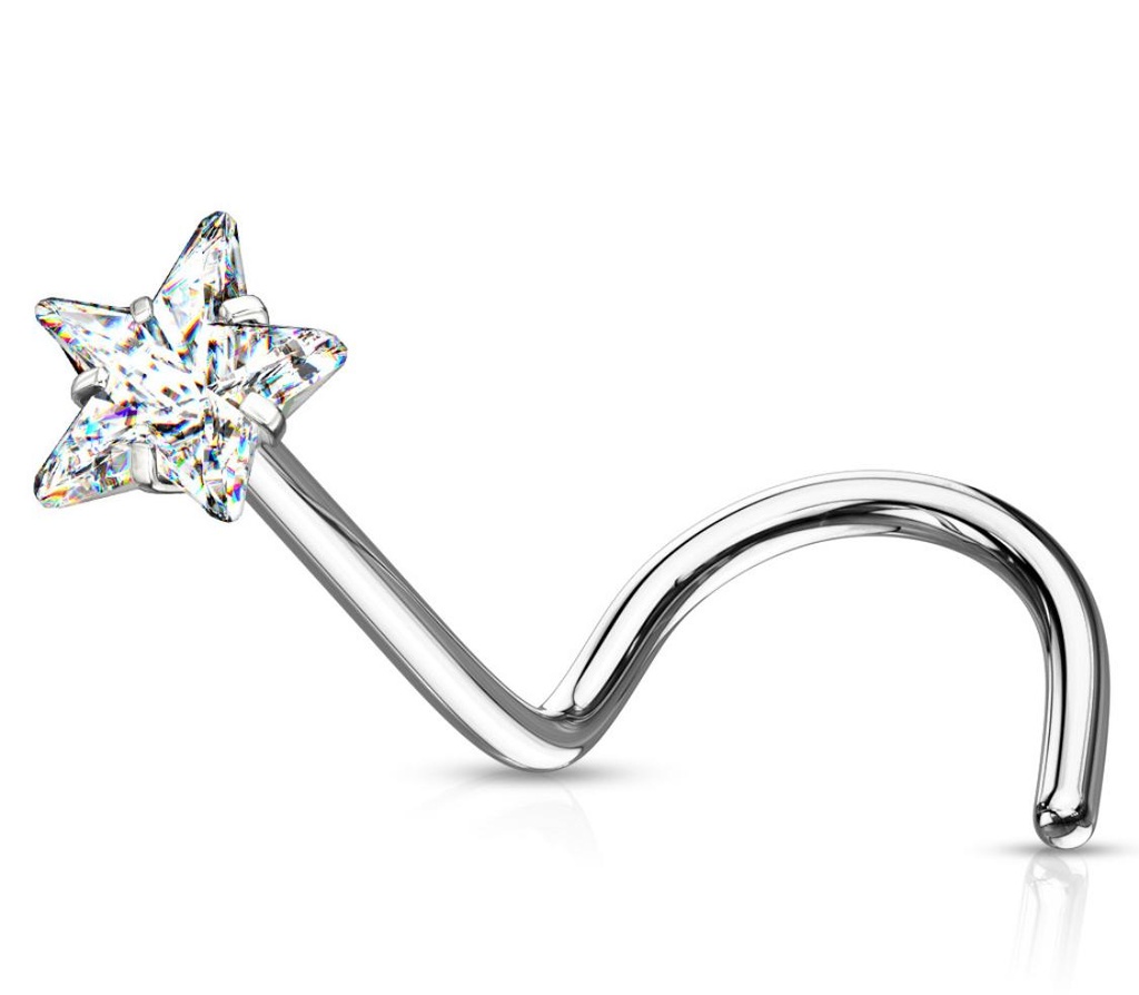 Nostril con Estrella Engarzada de 0.8mm