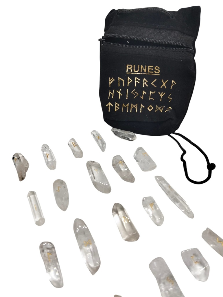 Set de Runas en bolsa de terciopelo Cuarzo Roca