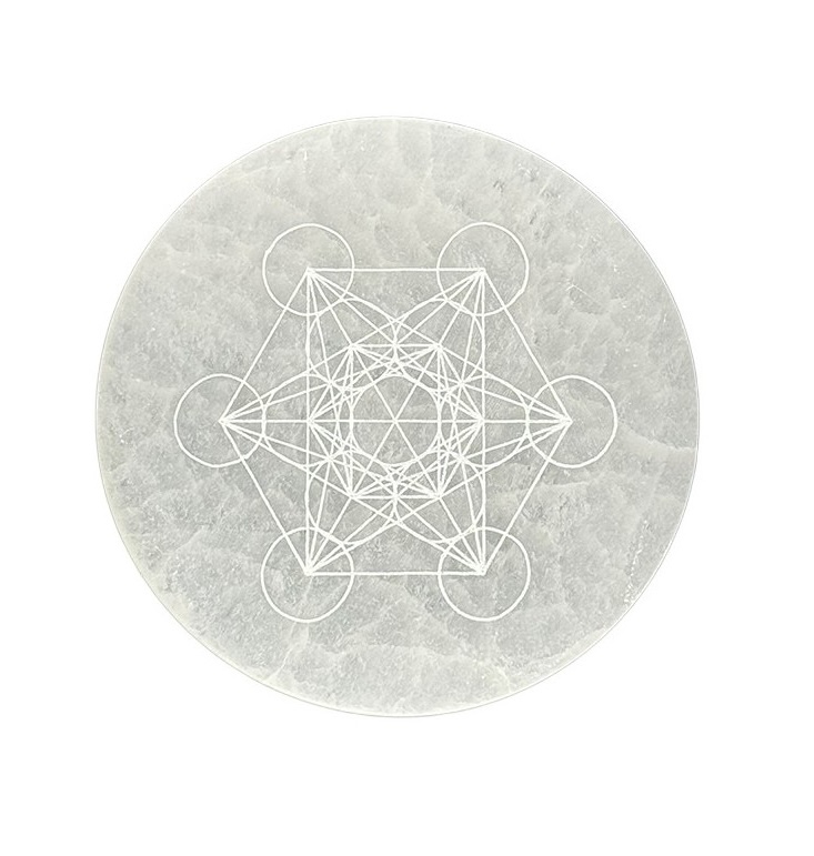 Placa de Selenita con Metatron Grabado 10 cm