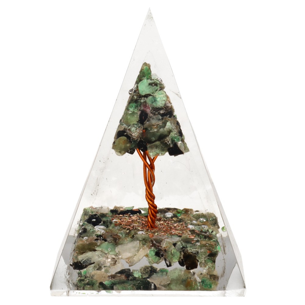 Pirámide Orgonita de Esmeralda con Árbol 4x4cm