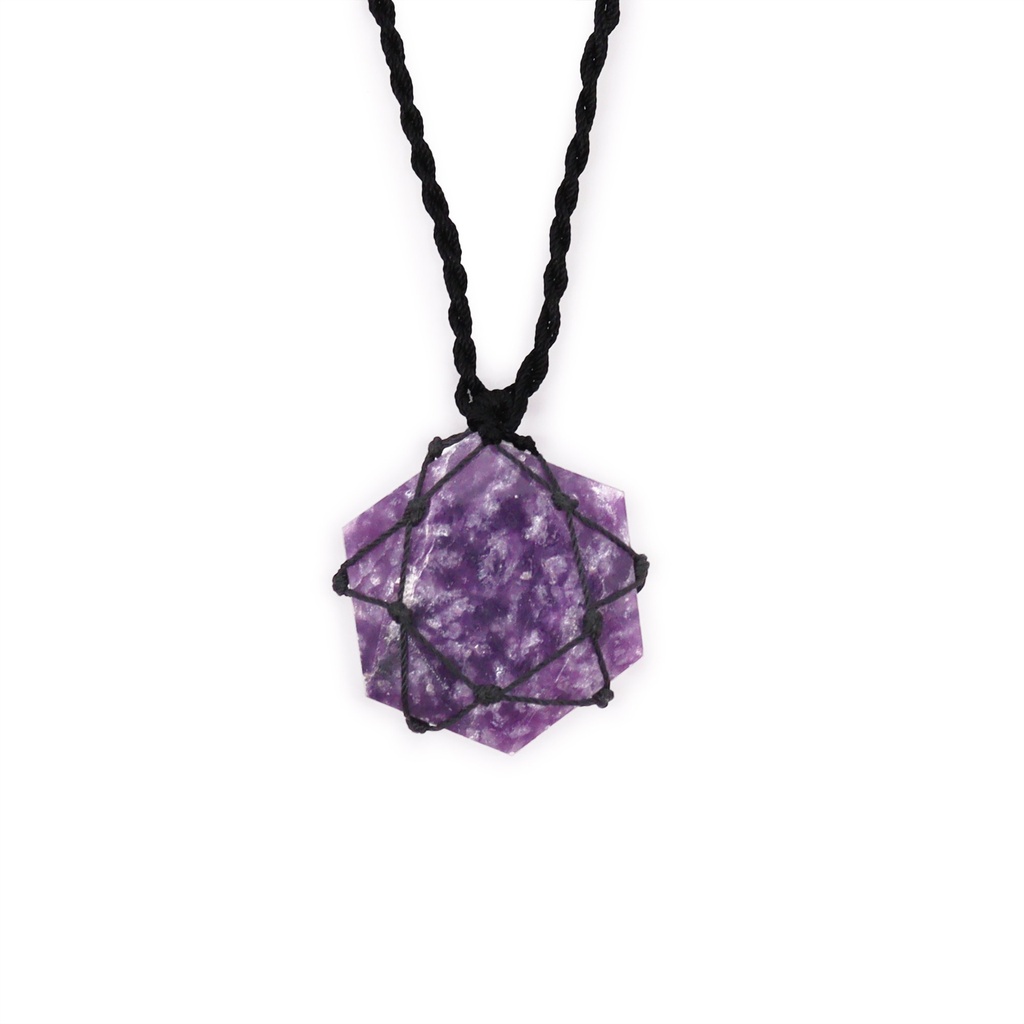 Colgante entrelazado de Lepidolita en Hexagonal