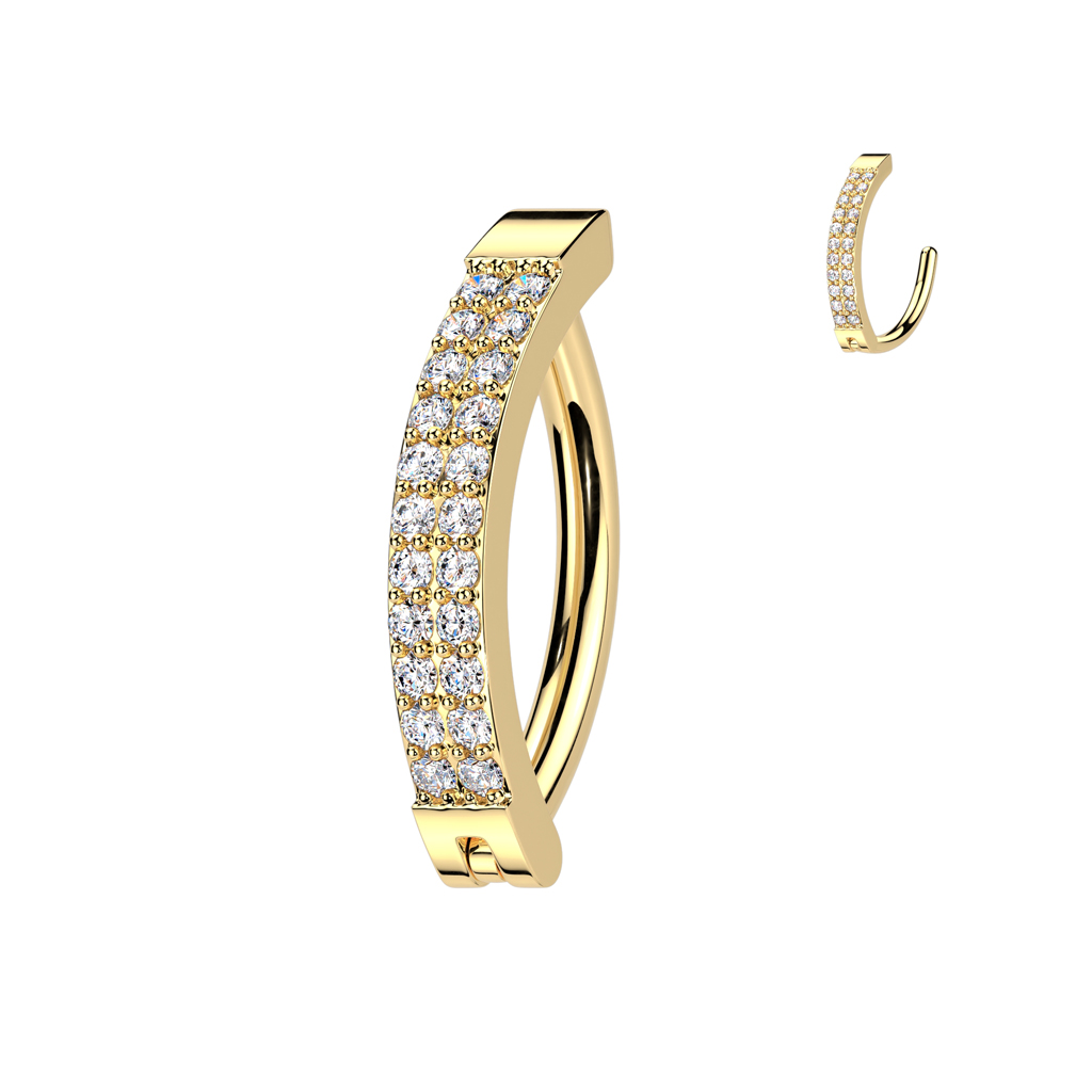 Clicker para Ombligo con Doble Línea de Joyas
