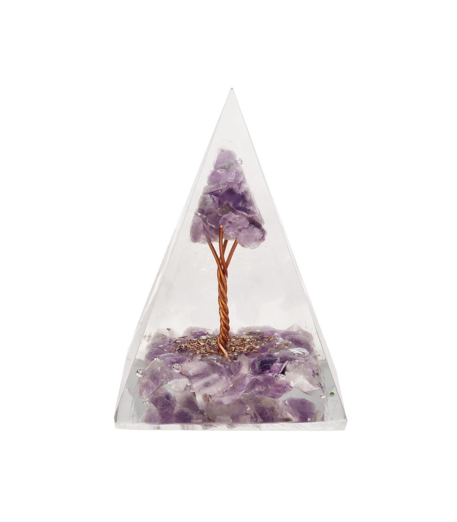 Pirámide Orgonita de Amatista en Resina con Árbol 4x4cm