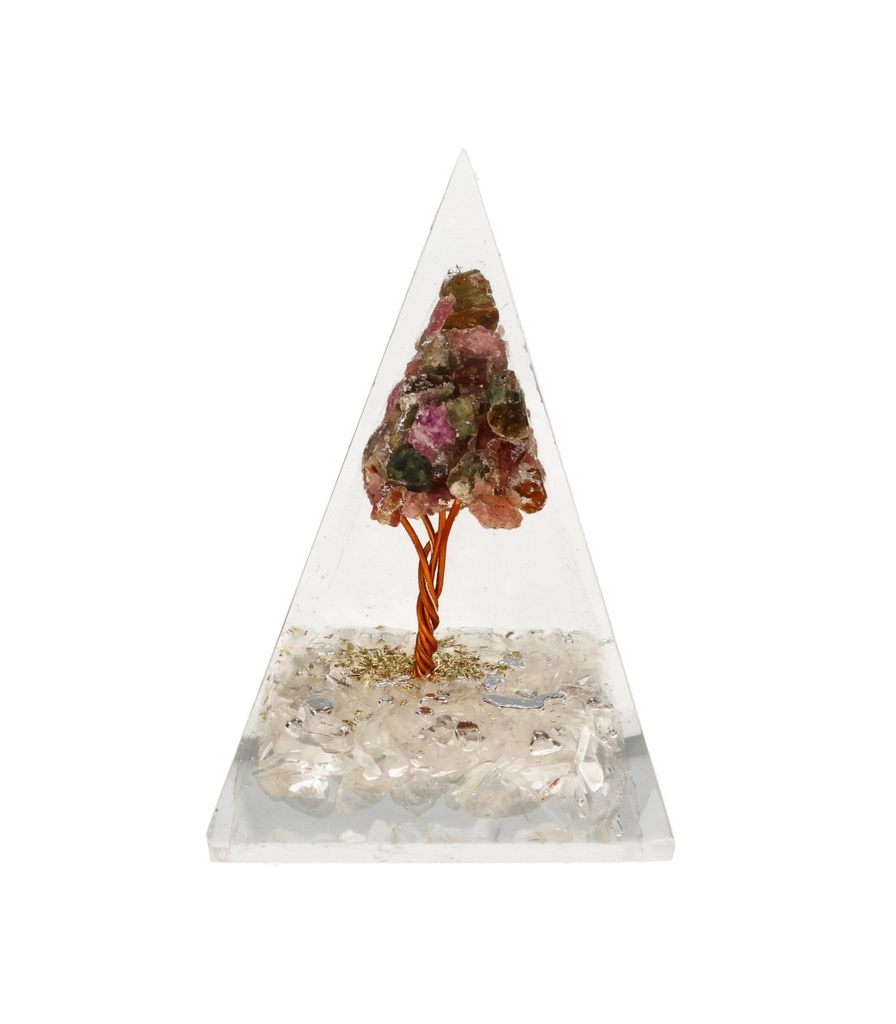 Pirámide Orgonita de Turmalina Y Cuarzo con Árbol 4x4cm