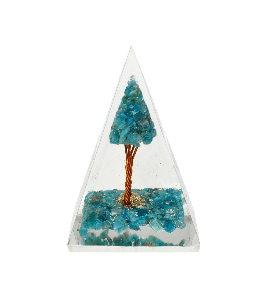 Pirámide Orgonita de Apatito con Árbol 4x4cm