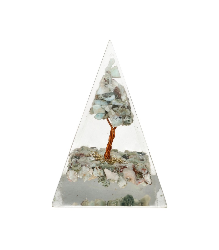 Pirámide Orgonita de Larimar con Árbol 4x4cm