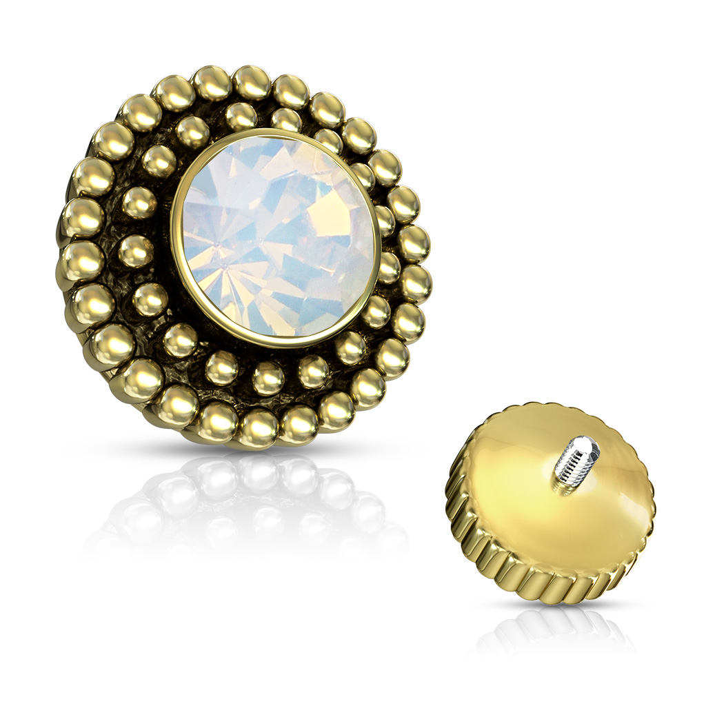 Accesorio Microdermal con Ópalo Sintético en Dorado