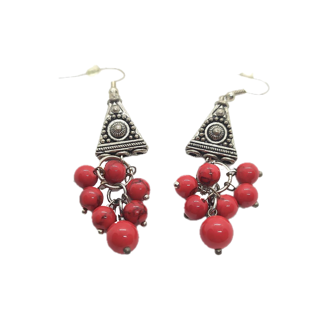 Pendientes con Cuentas Rojas