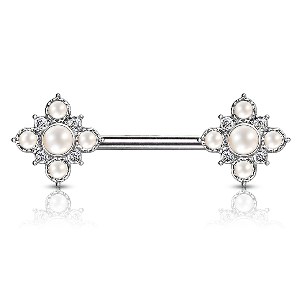 Barbell para Pezón con Decoración y Perlas