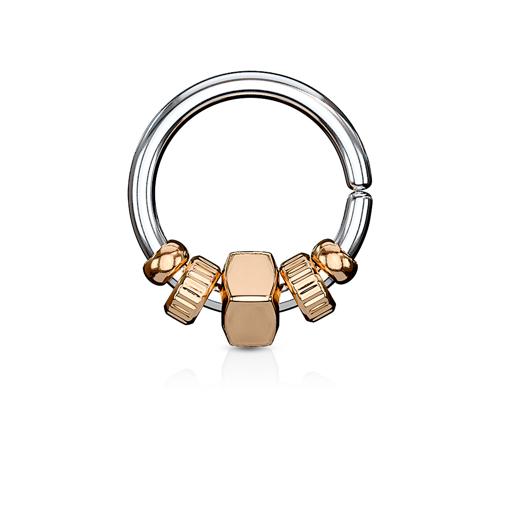 Aro Manejable con Cuentas de Oro Rosa Cuadradas