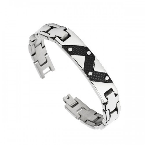 Pulsera Acero y Acero Negro