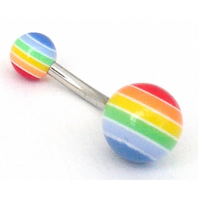 Navel Acero con Bolas UV de Arco Iris