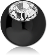 Bola en Acero negro con joya Blanca 1.2 mm