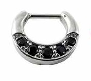 Clicker recto con 5 joyas negras
