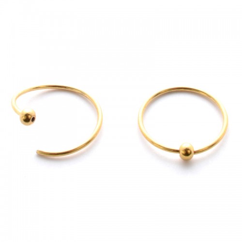 Aro Manejable con Bola Fija de Acero Dorado de 0.8 mm