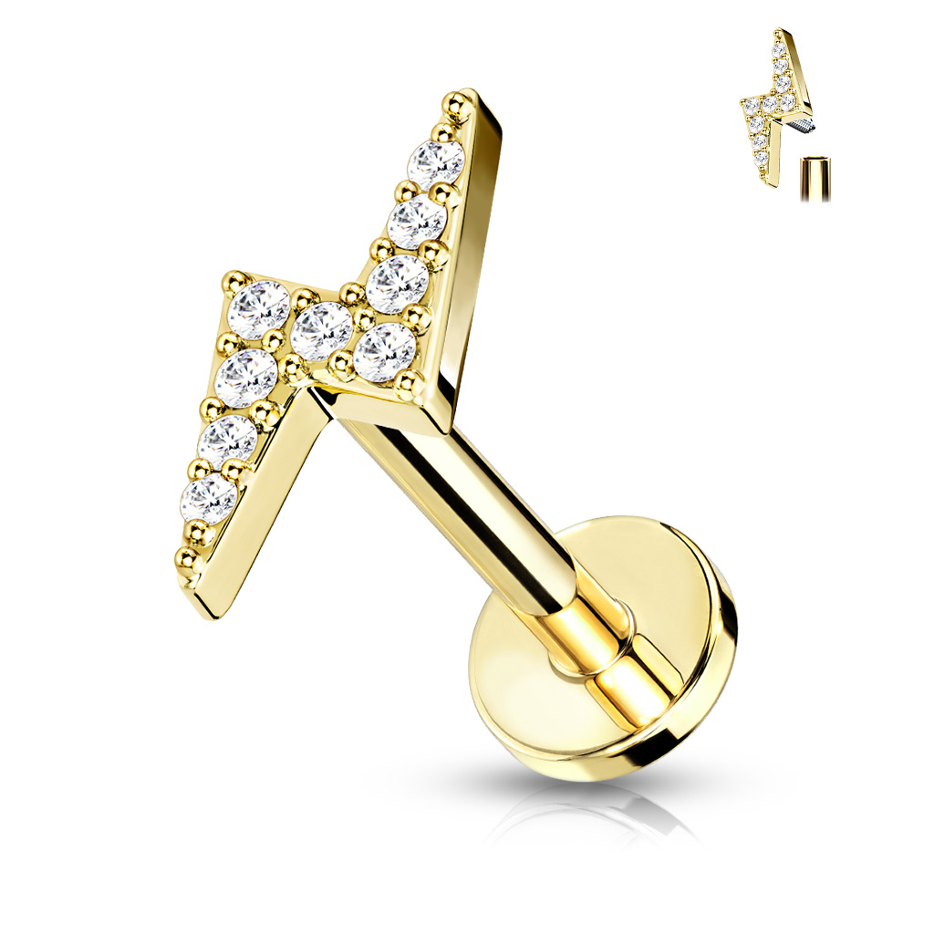 Labret dorado con Rayo y Joyas