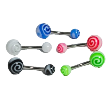 Navel Acero con Bolas UV de Espiral