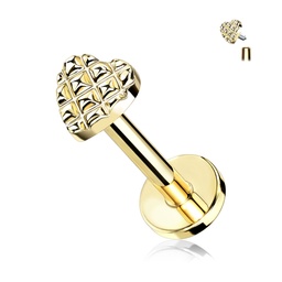 Labret dorado de Acero con Corazón Labrado