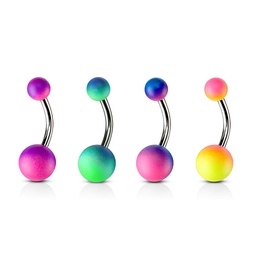 Navel de Acero con Bolas de Doble Color