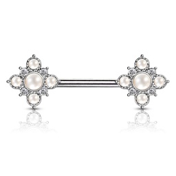 Barbell para Pezón con Decoración y Perlas