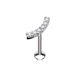 Labret de Rosca Interna con Fila de Joyas Blancas