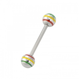 [BBL.RA.CO.RA] Barbell de Acero con Rayas de Colores Rasta