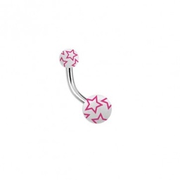 Navel Acero con Bolas UV de Perfil Estrellas