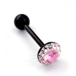 Barbell en Acero Negro con Circulo y Joyas