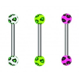 Barbell de Acero con Bolas UV Leopardo de Colores
