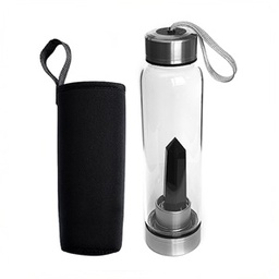 Botella de Cristal con Obsidiana