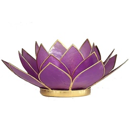 Porta Vela en Forma de Loto Color Lila Bordes Oro