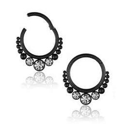 Clicker de Acero Negro con Joyas y Bolitas