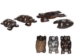 Set de 3 Tortugas de Madera Tallada