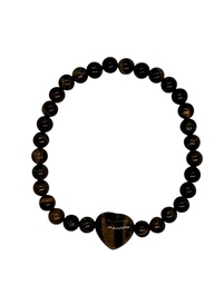 Pulsera de Ojo de Tigre 6mm con Corazón