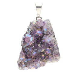 Colgante Drusa de Aqua Aura Lila en Baño de Plata