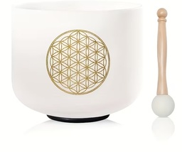 Cuenco de cristal de cuarzo con Flor de la Vida - 528 Hz