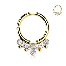 Aro Manejable Dorado con Joyas Tornasol y Bolitas