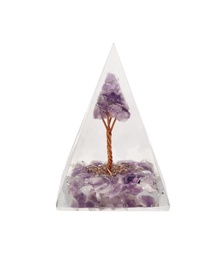 Pirámide Orgonita de Amatista en Resina con Árbol 4x4cm