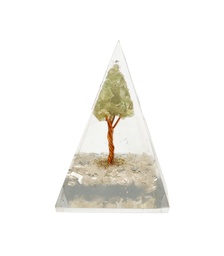 Pirámide Orgonita de Peridoto Y Cuarzo con Árbol 4x4cm
